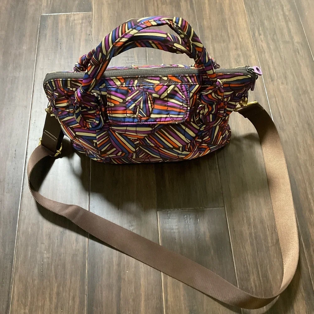 Marc By Marc Jacobs Quilted Multicolor Belted Padded Laptop Bag Gold Hardware